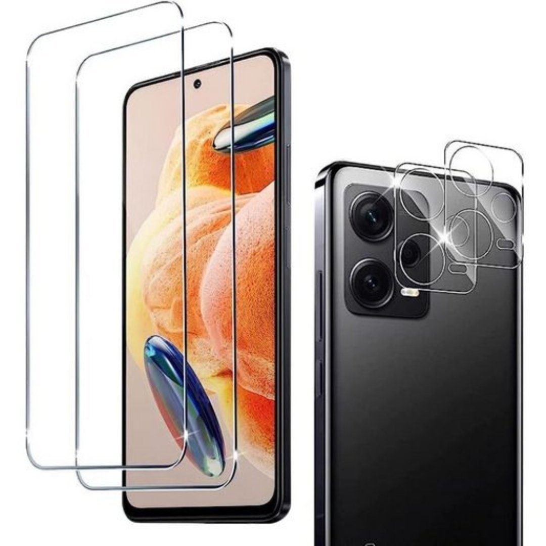 SmartUP Displayschutzglas 2X Schutzglas für Xiaomi Redmi Note 12 Pro 5G Panzerfolie Kamera 9H