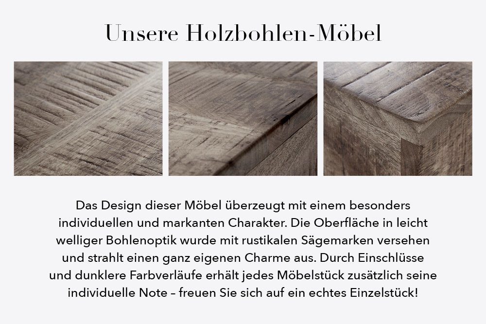 riess-ambiente · Tischplatte IRON · · rund 80cm CRAFT Massivholz Industrial Esstisch 4cm Küchentisch · grau,