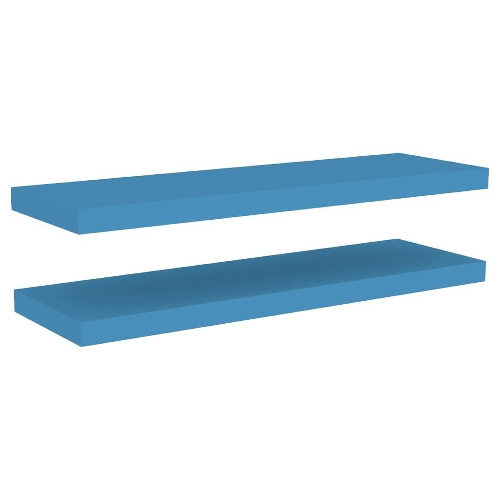 furnicato Wandregal Schweberegale 2 Stk. Blau 80x23,5x3,8 cm MDF