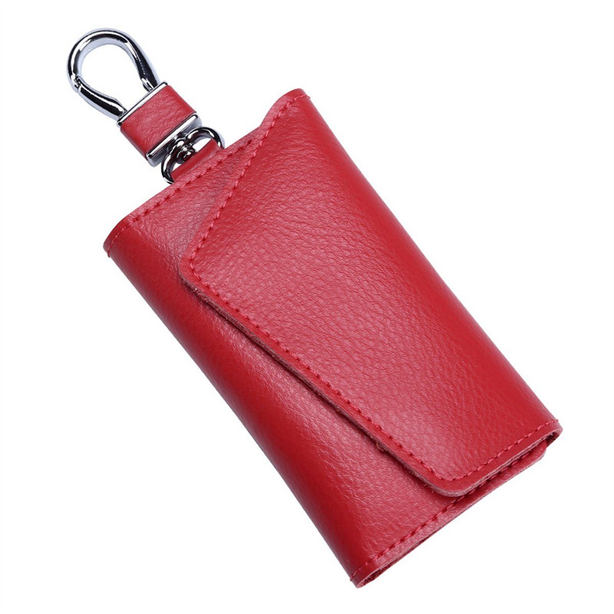 TUABUR Schlüsseltasche Handgewebte Geldbörse aus Schaffell(2er-Pack), Kurze Schlüsseltasche Rot
