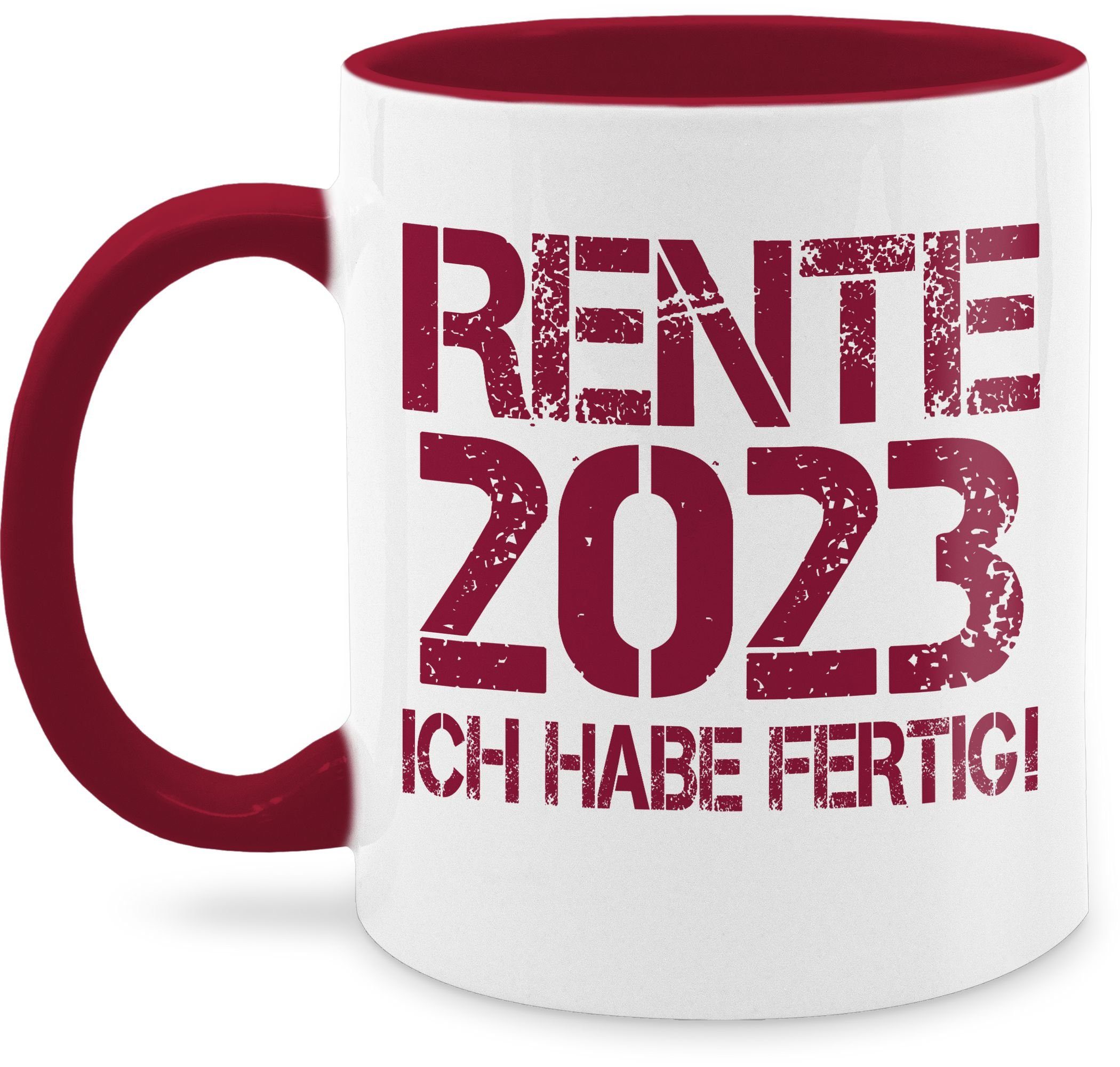 Shirtracer Tasse Rente 2023, Keramik, Rente Geschenk Kaffeetasse 2 Bordeauxrot