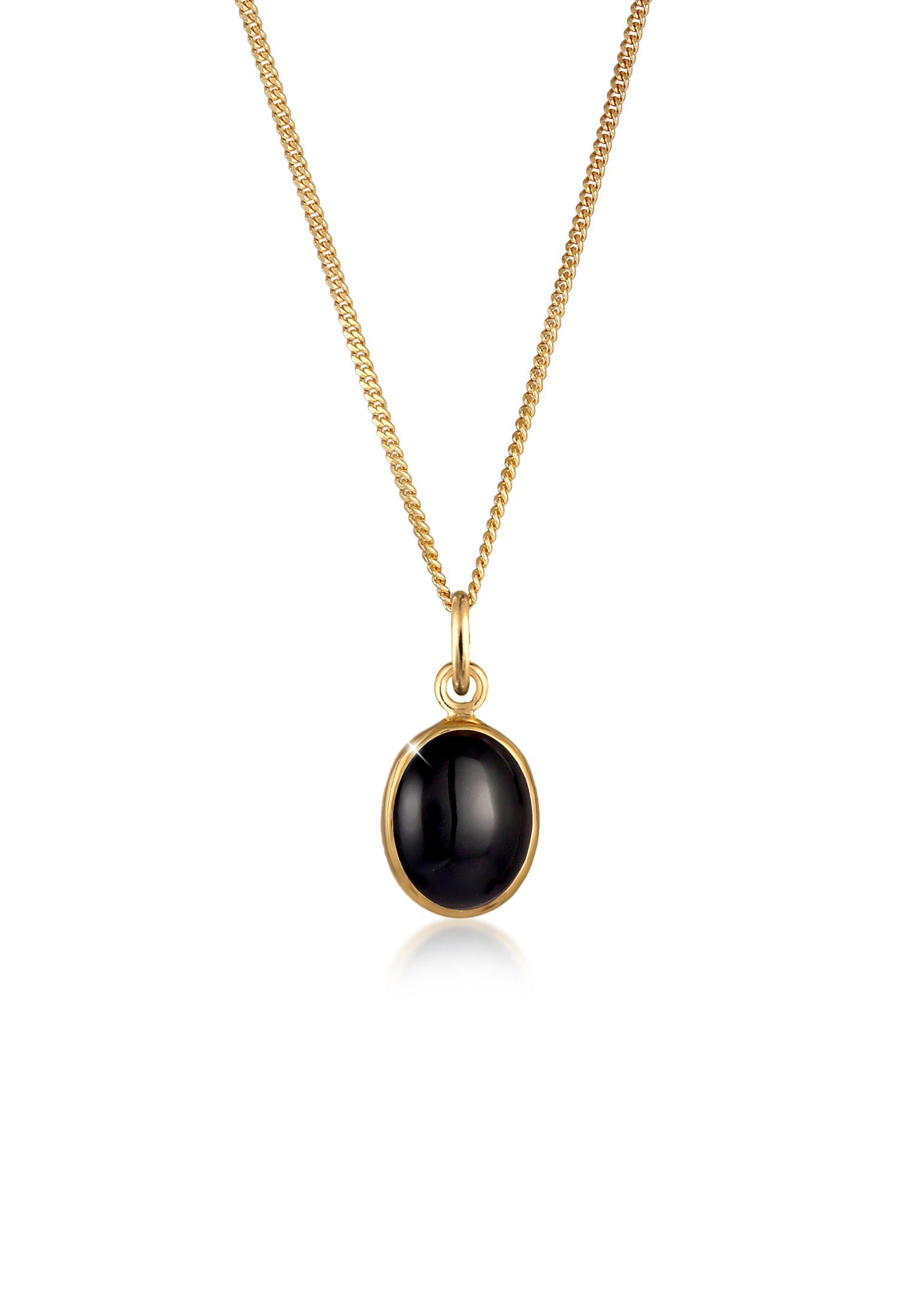 Kette mit Anhänger Onyx Anhänger Oval Klassisch 925 Silber