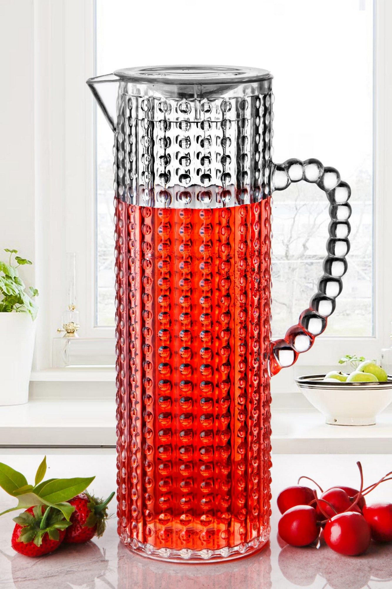 Hermia Concept Wasserkaraffe RWE1321 Size: 9,5x 30 cm / 1500 ml, (packung, 1-tlg., 1 Trinkflasche 1300 mL), BPA-Frei, Acryl, 1,3 L / 9,5 x 27 cm