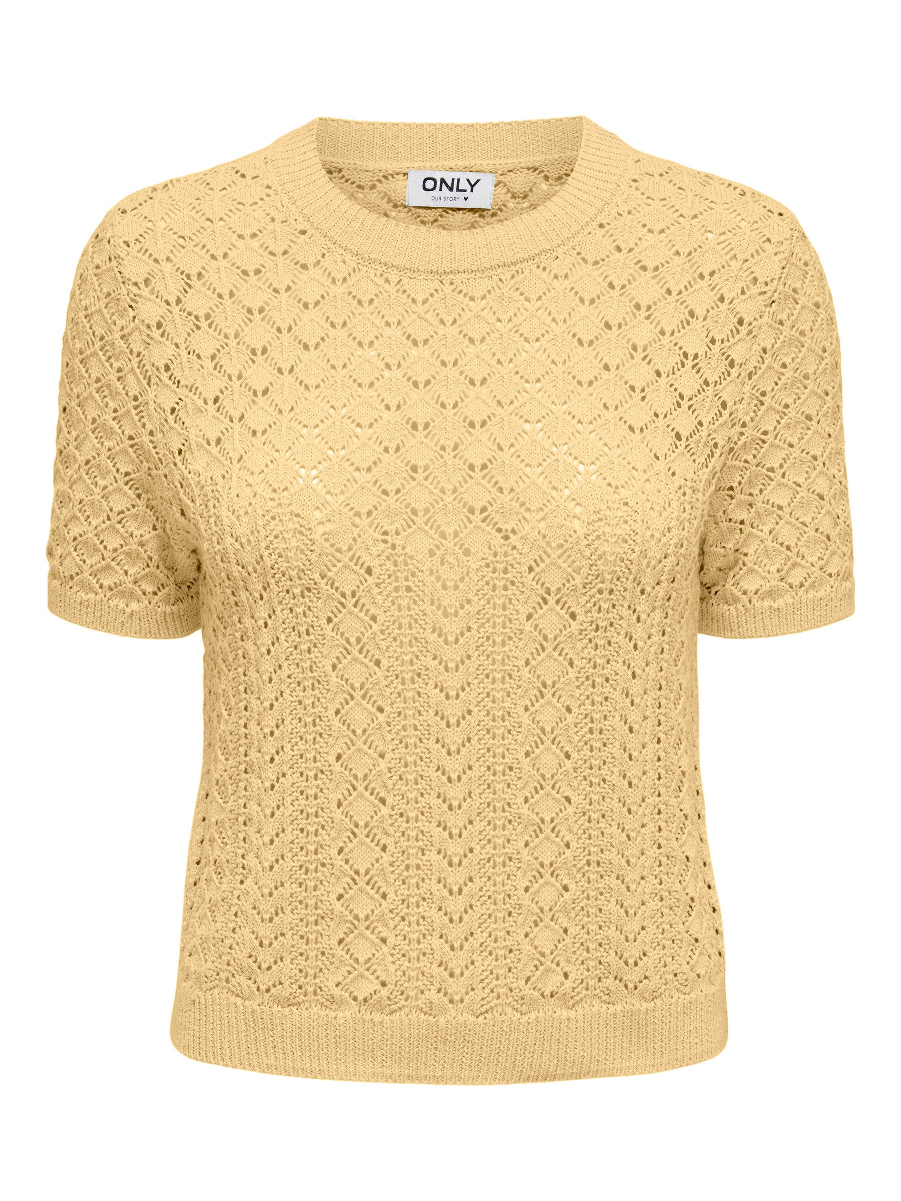 ONLY Strickpullover Modischer Einfarbiger Strickpullover Kurzarm Rundhals ( günstig online kaufen