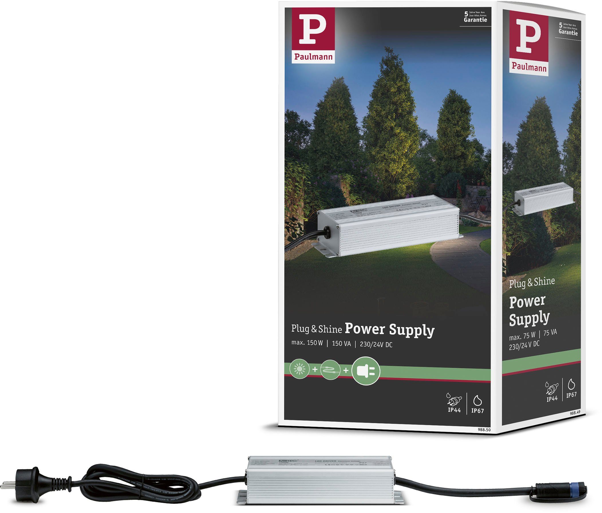 Outdoor Plug & Shine Power Supply Silber Alu Trafo
