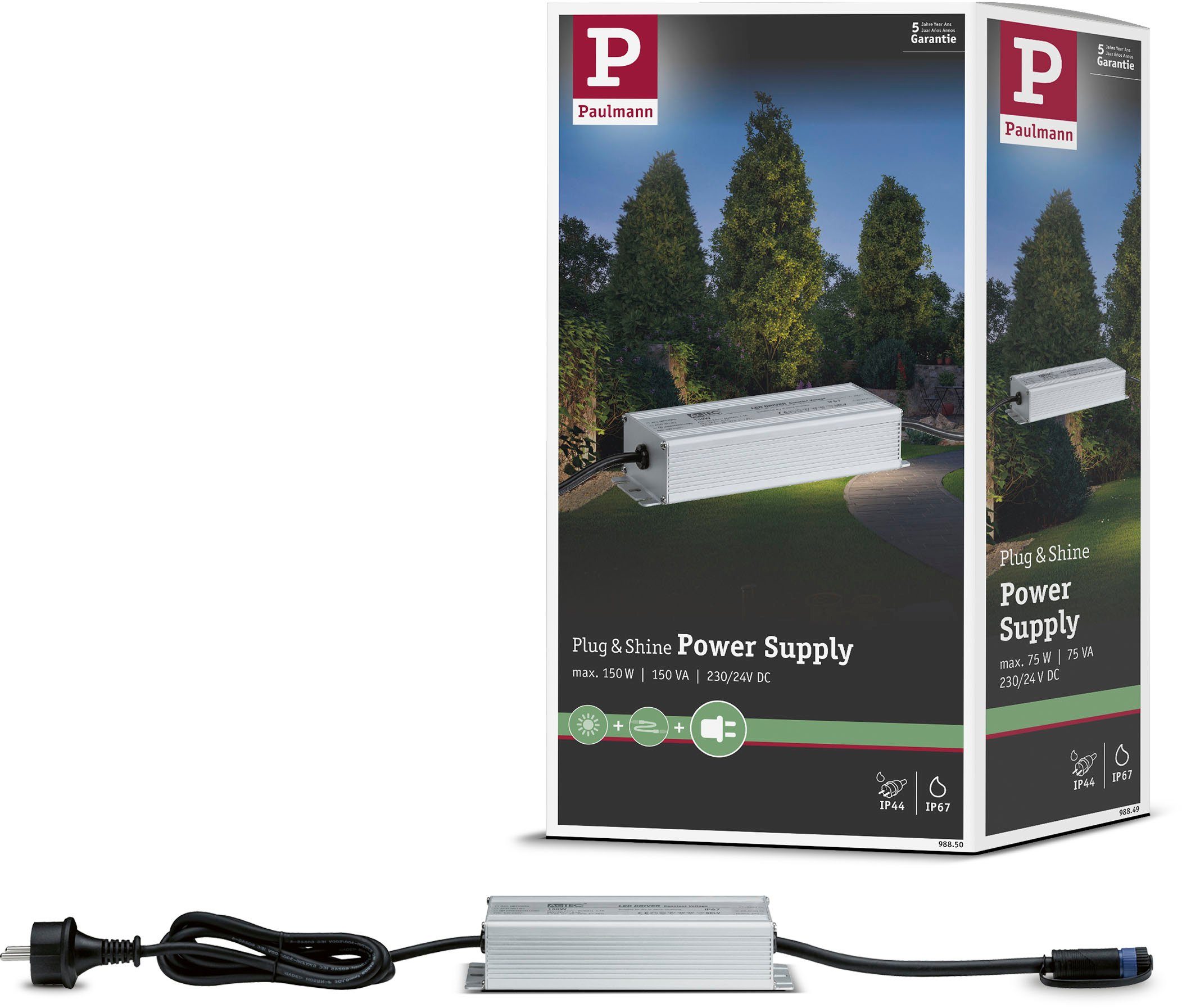 Paulmann Outdoor Plug & Shine Power Supply Silber Alu Trafo (IP67 150W 24V DC)