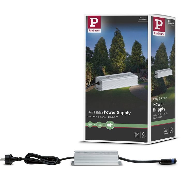 Paulmann Outdoor Plug & Shine Power Supply Silber Alu Trafo (IP67 150W 24V DC)
