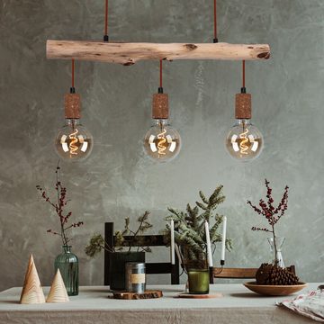 etc-shop LED Pendelleuchte, Leuchtmittel inklusive, Warmweiß, Vintage Design Decken Pendel Lampe rost Filament Holz Hänge Leuchte im