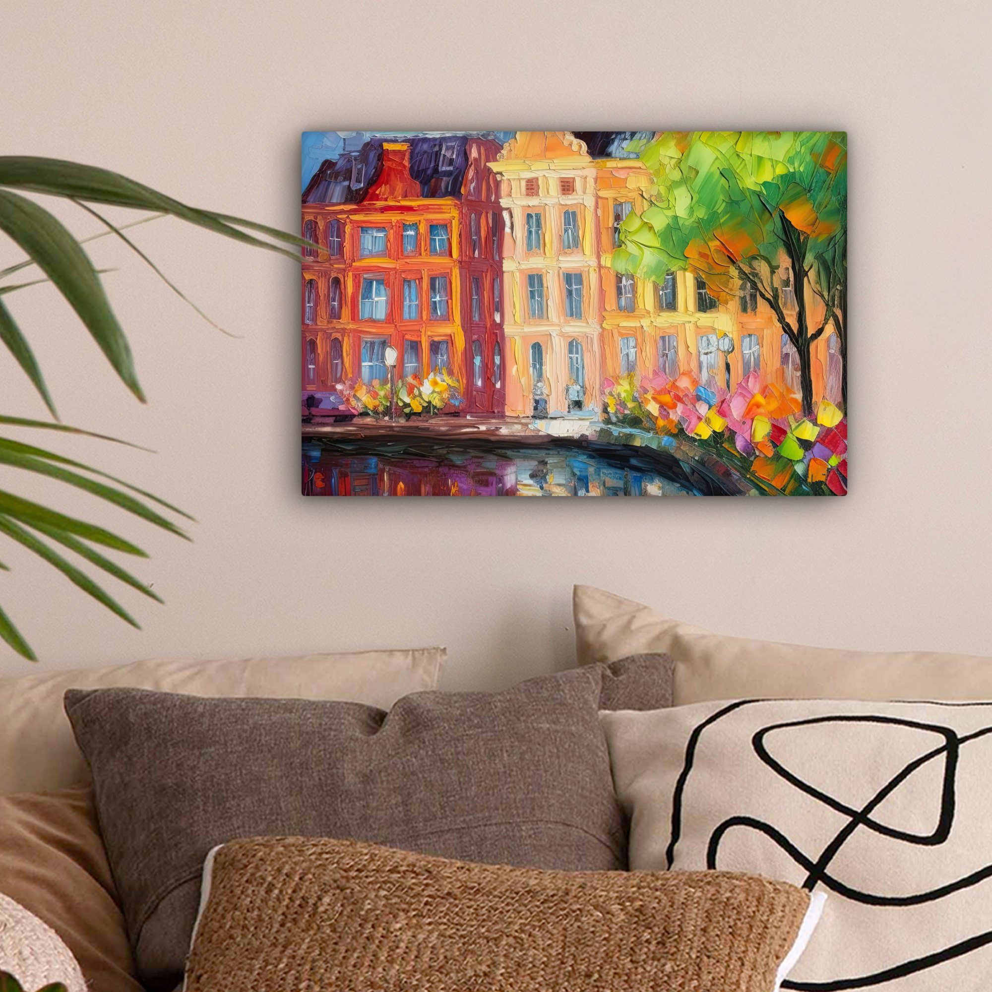 OneMillionCanvasses® Leinwandbild Ölfarbenoptik - Amsterdam - Kunst - Farbe günstig online kaufen