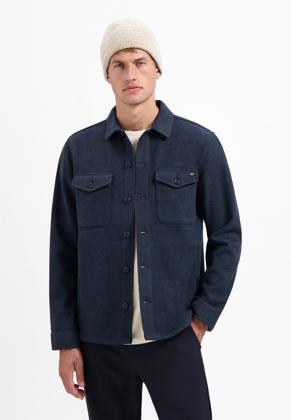 NO EXCESS Langarmhemd No Excess Meliertes Overshirt