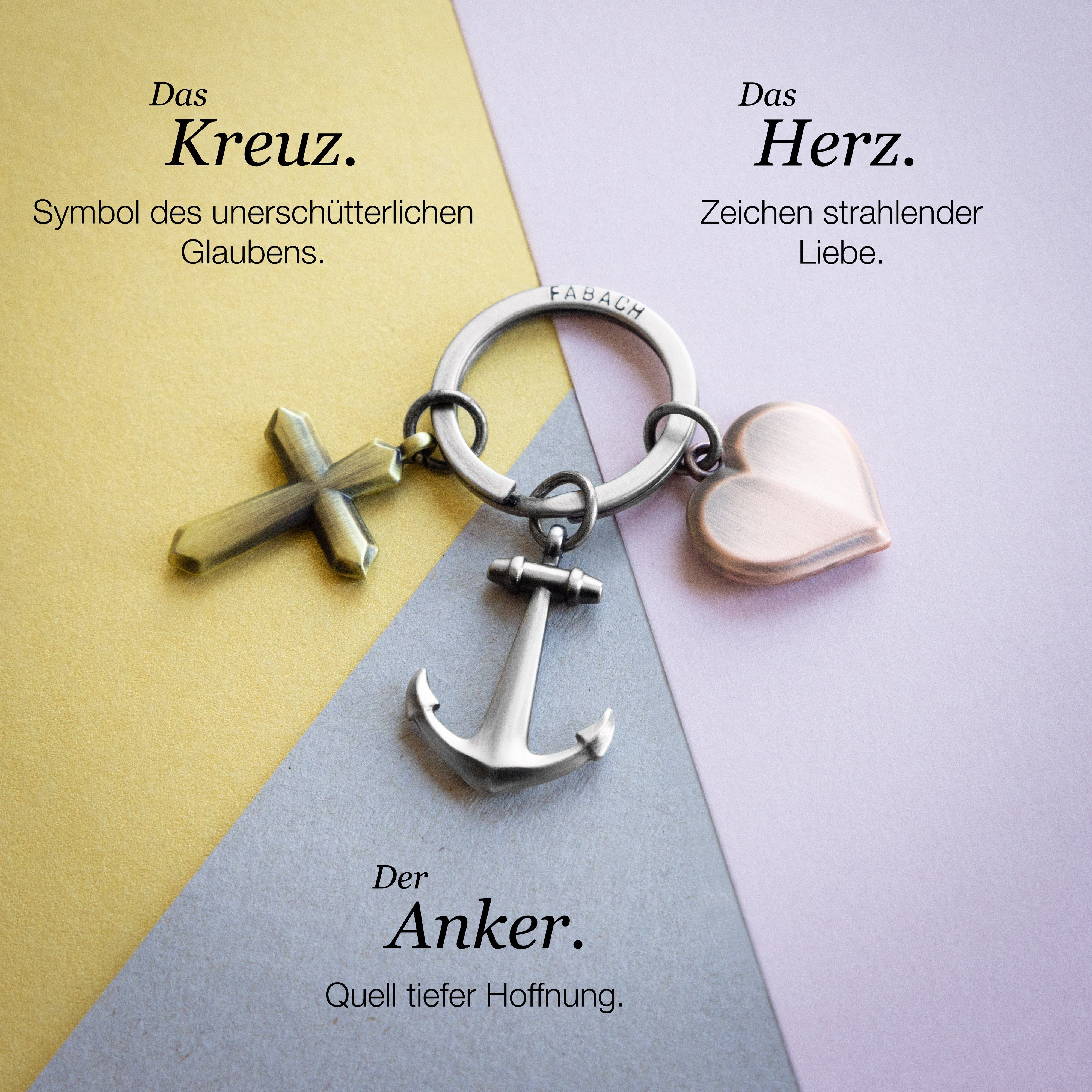 FABACH Schlüsselanhänger Glaube Liebe Hoffnung Schlüsselanhänger - Geschenk Kreuz Herz Anker
