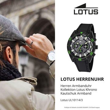 Lotus Chronograph Lotus Herren Uhr Sport L10114/3, (Chronograph), Herren Armbanduhr rund, groß (ca. 45,5mm), Kautschukarmband schwarz