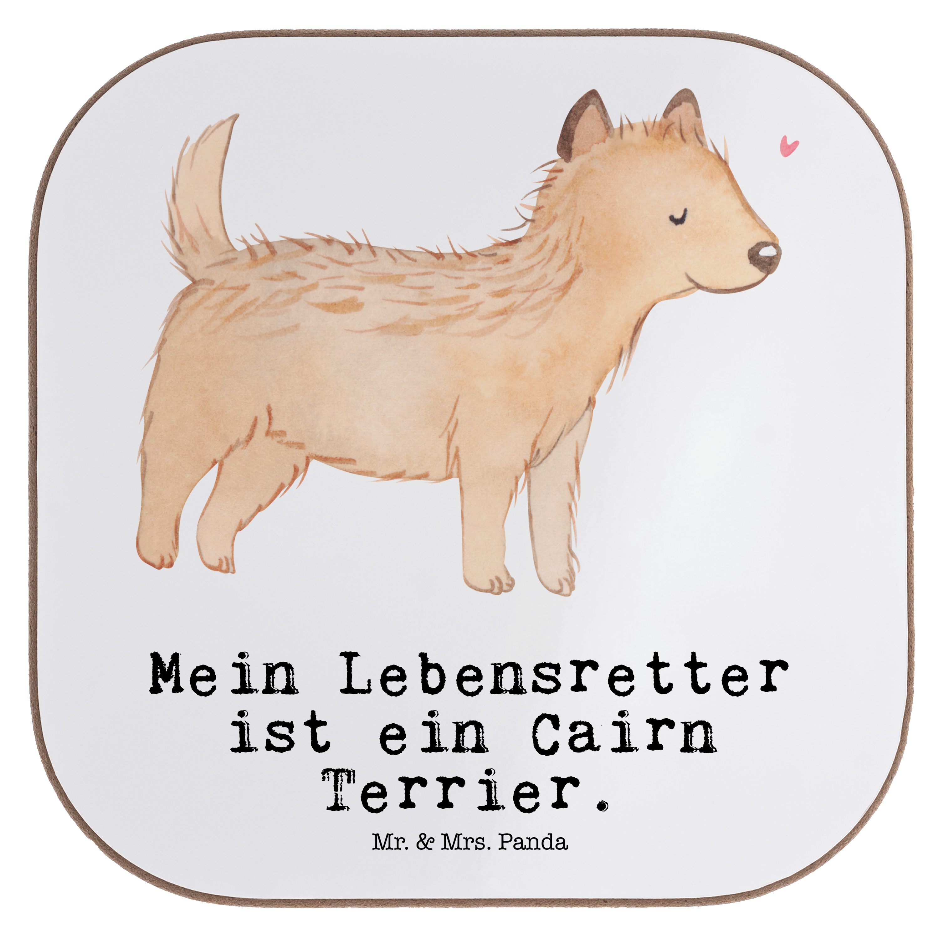 Mr. & Mrs. Panda Getränkeuntersetzer Cairn Terrier Lebensretter - Weiß - Geschenk, Rassehund, Untersetzer, 1-tlg.