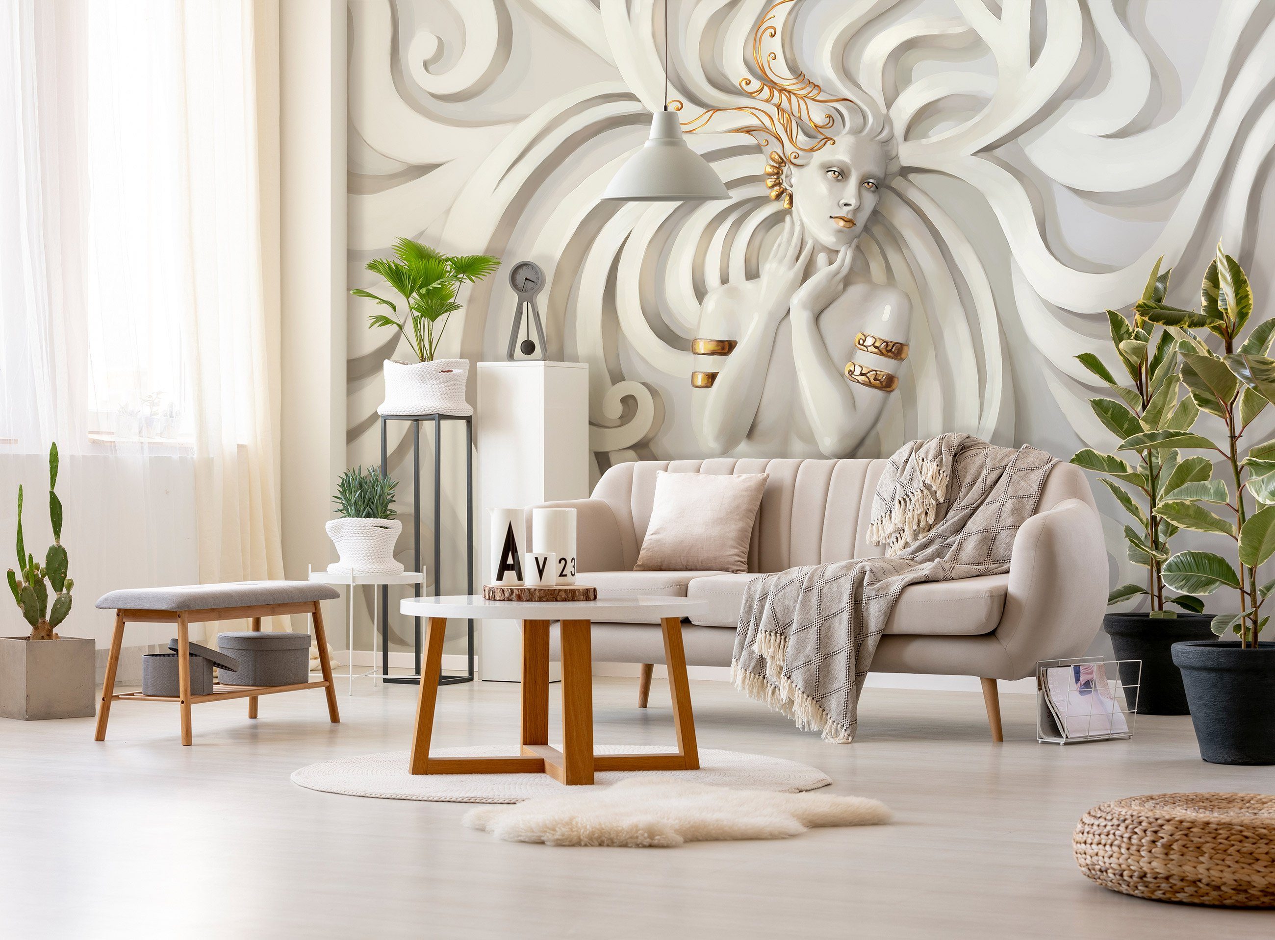 Wallarena Fototapete 3D EFFEKT Medusa Abstrakt Marmor Vlies Tapete Wohnzimm günstig online kaufen