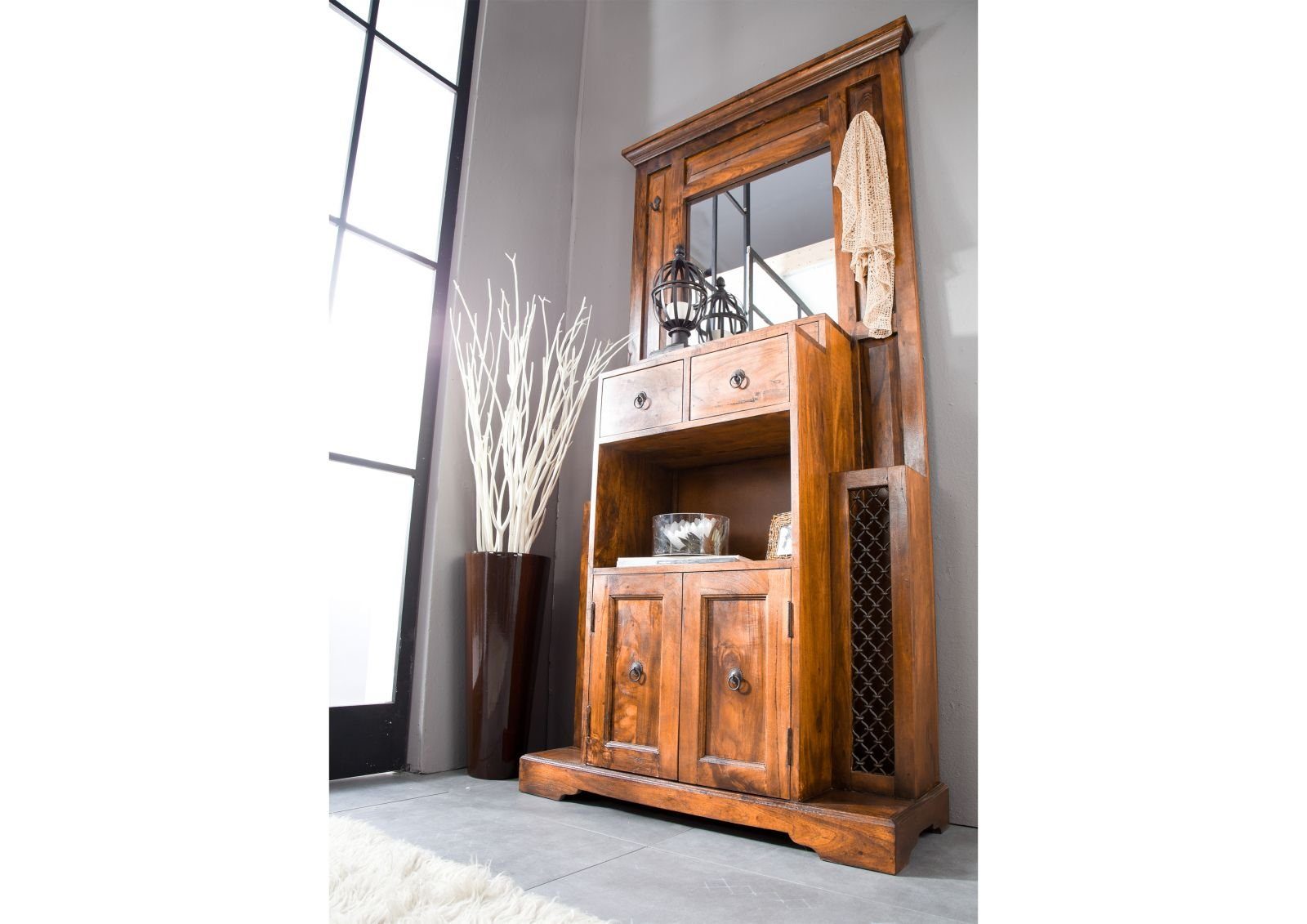 Massivmoebel24 Garderobe (Garderobe Akazie 97x36x199 honig  günstig online kaufen