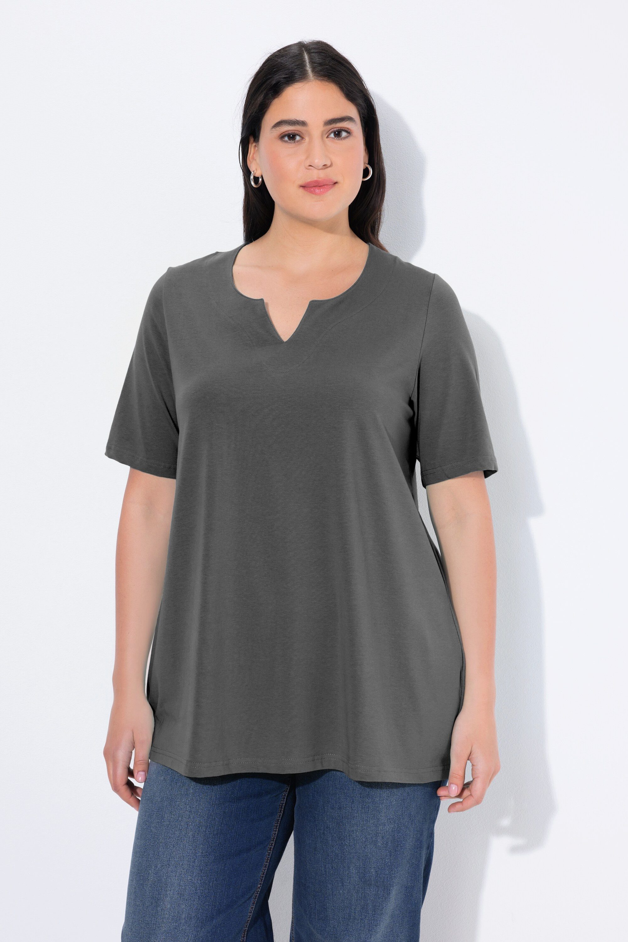 T-Shirt T-Shirt A-Linie Tunika-Ausschnitt Halbarm