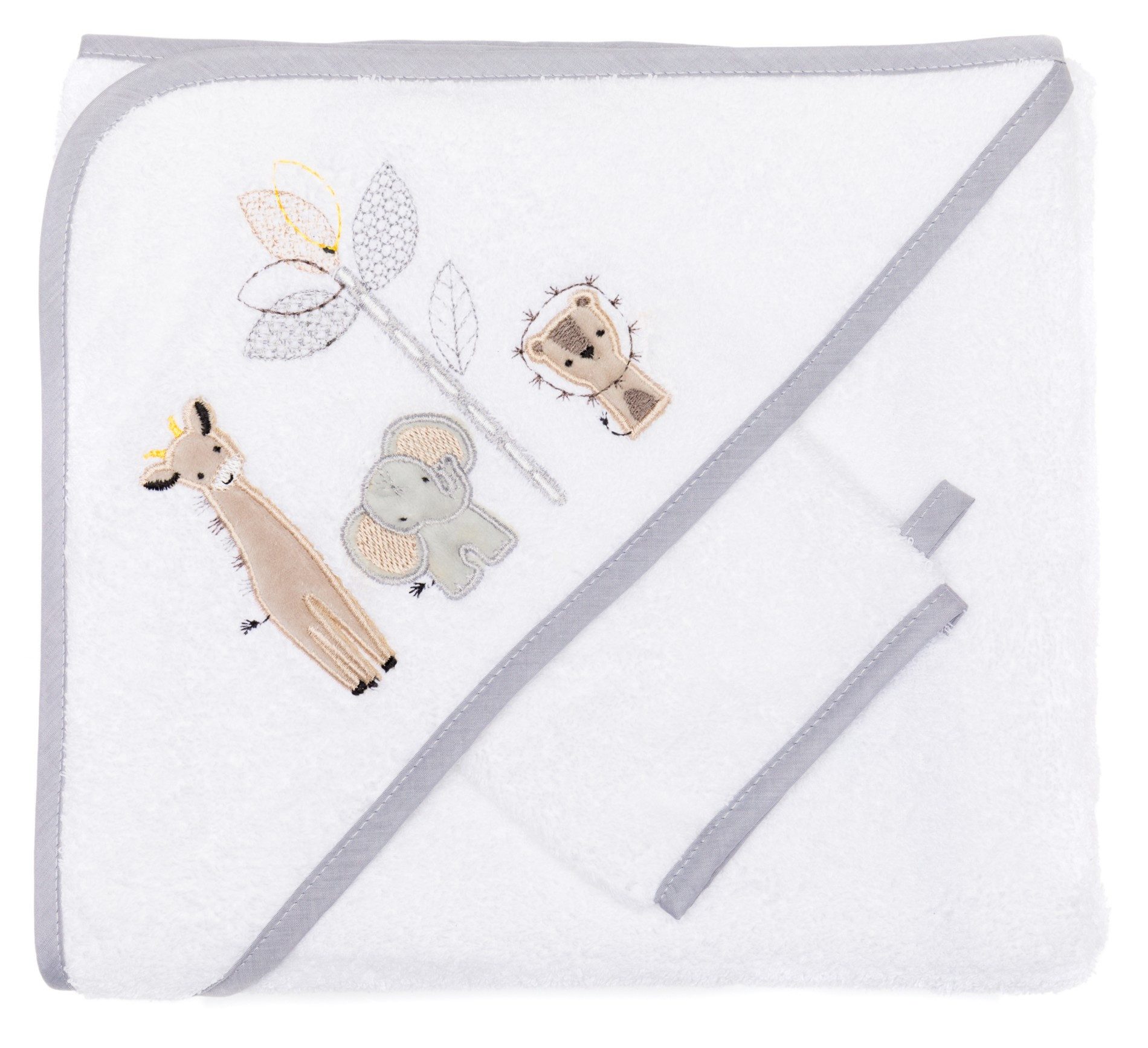 Fillikid Kapuzenhandtuch Baby Kapuzenbadetuch im Set mit Waschhandschuh, (2-St)