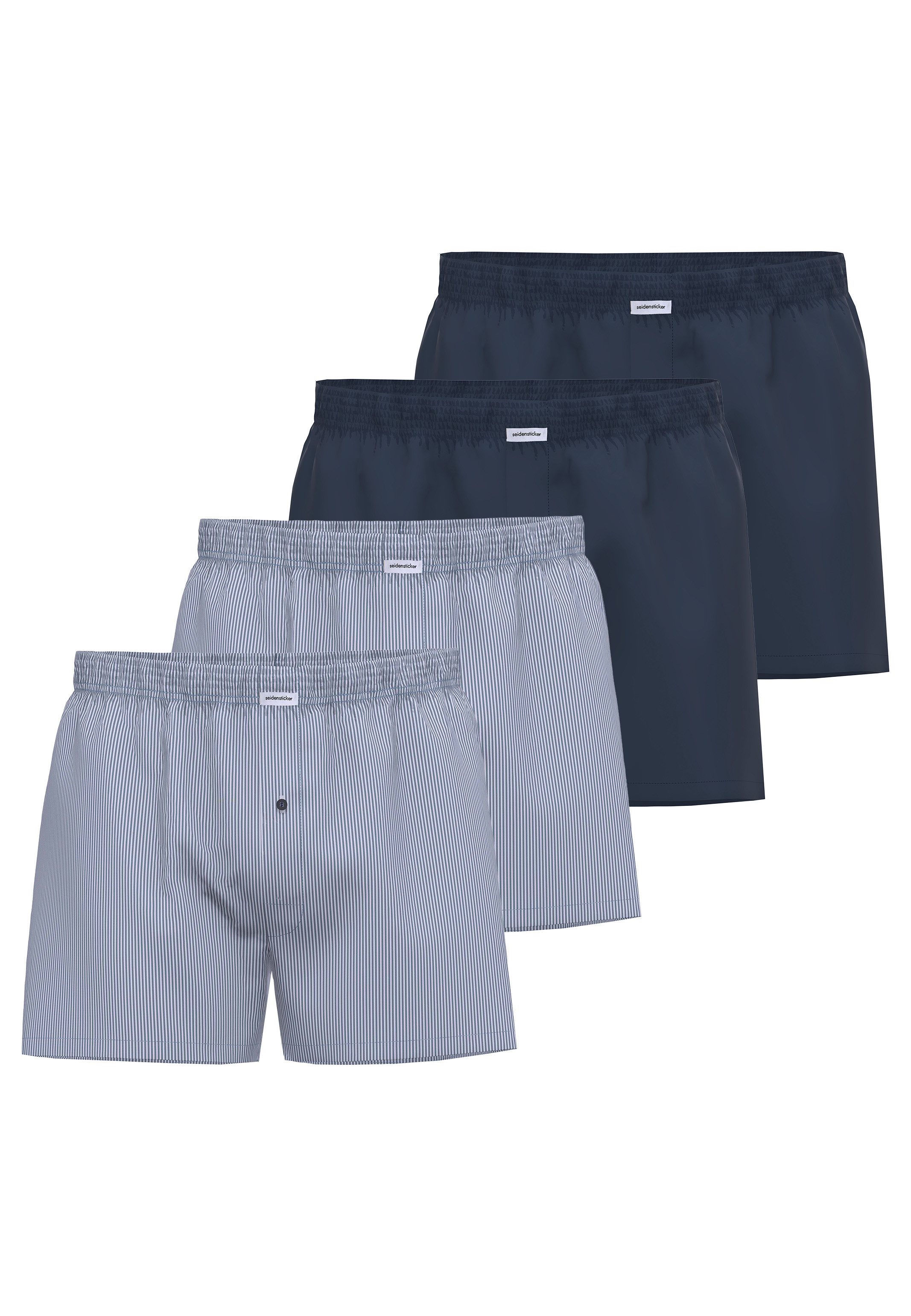 seidensticker Boxershorts 4er Pack Web (Spar-Set, 4-St) Boxershorts - Baumwolle - mit Eingriff - Atmungsaktiv - Feine Webware