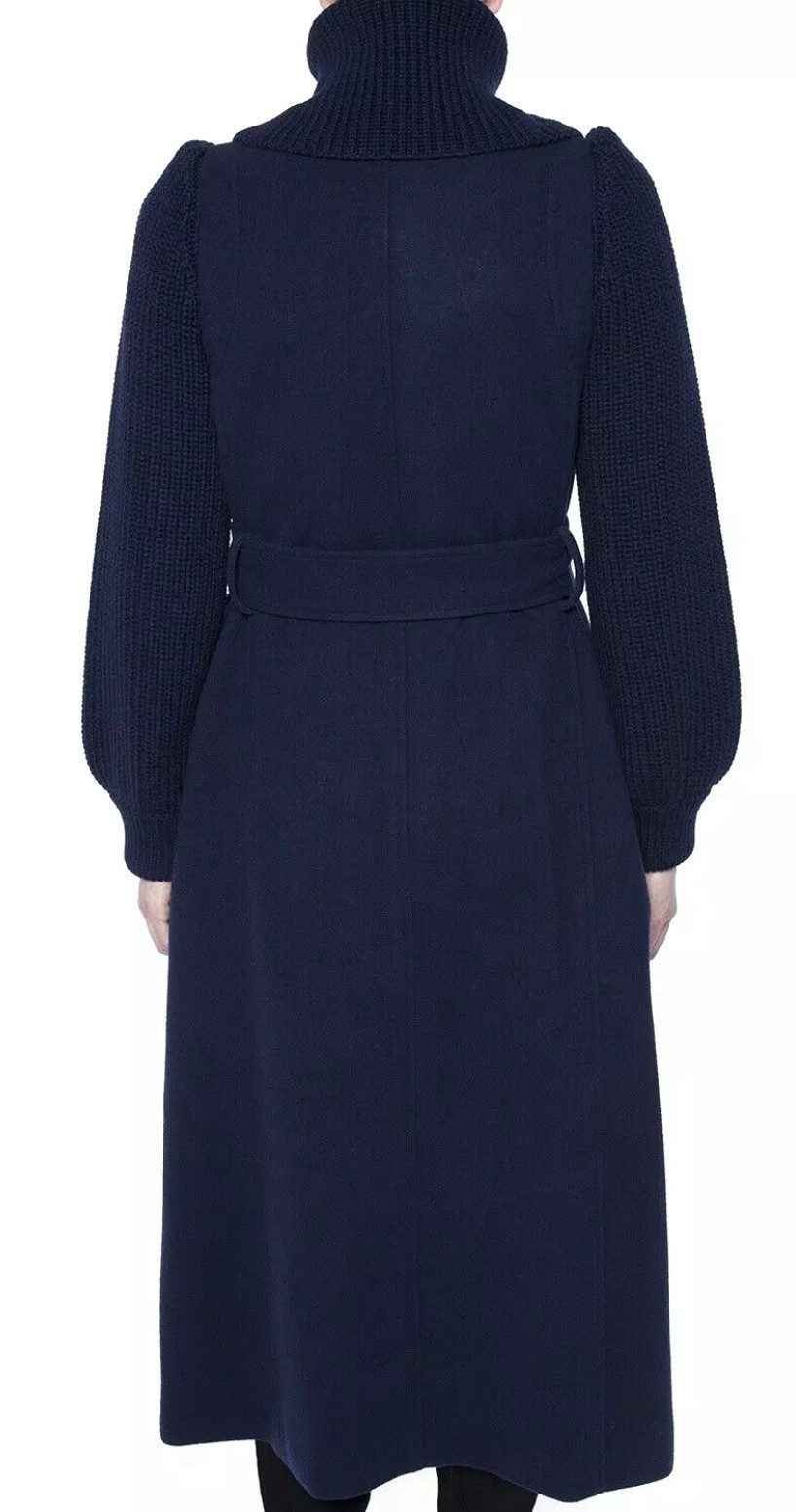 Chloé Langmantel Damenmantel Jacke mit Strickärmeln und Gürtel Seitentaschen, Knopfleiste, Kragen mit modernem Schnitt