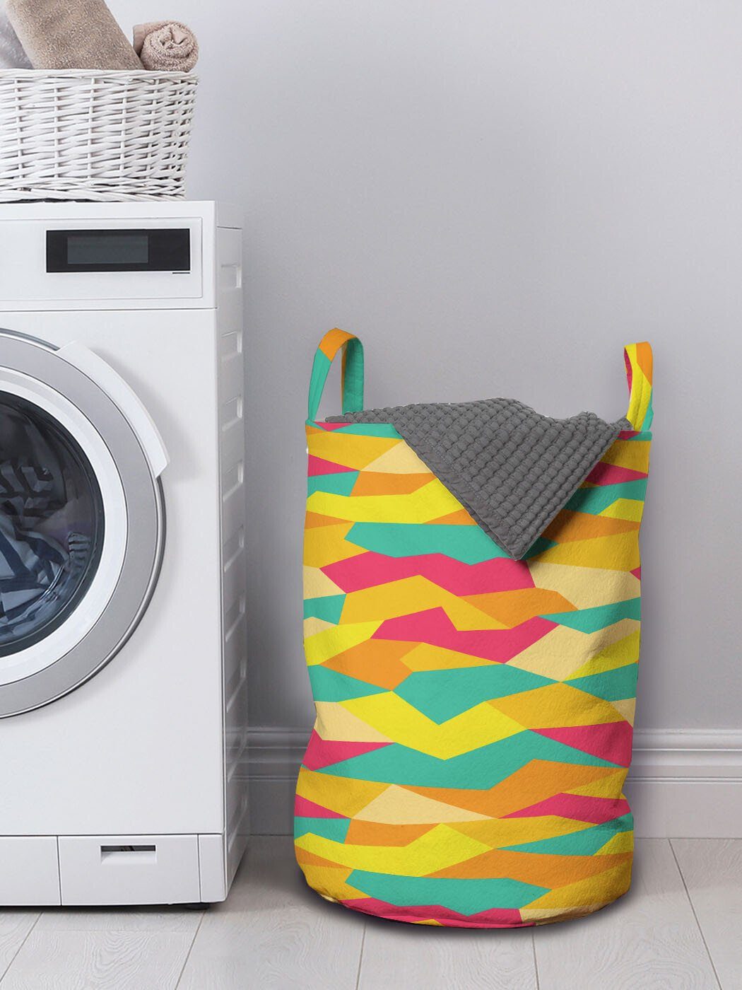 Abakuhaus Wäschesäckchen Geometrisch Kordelzugverschluss mit für Funky Griffen Wäschekorb Fliesen Waschsalons