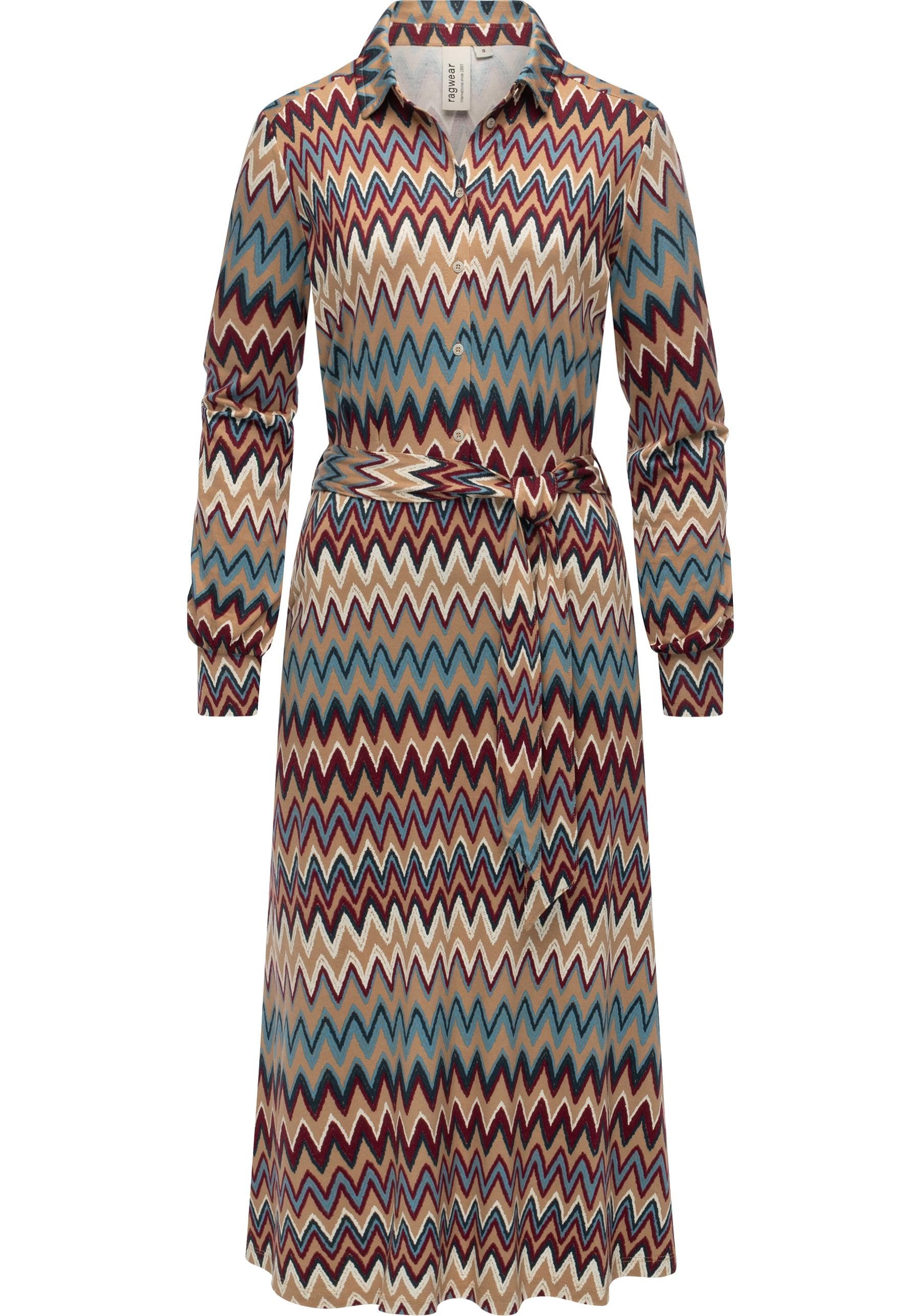 Ragwear Blusenkleid Plantee Print Modisches Damenkleid mit Taillengürtel günstig online kaufen