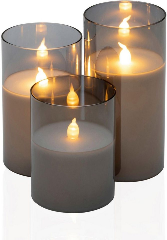 Smokey Classy Wachskerze (Set, 3-tlg), Candle Pauleen LED-Kerze
