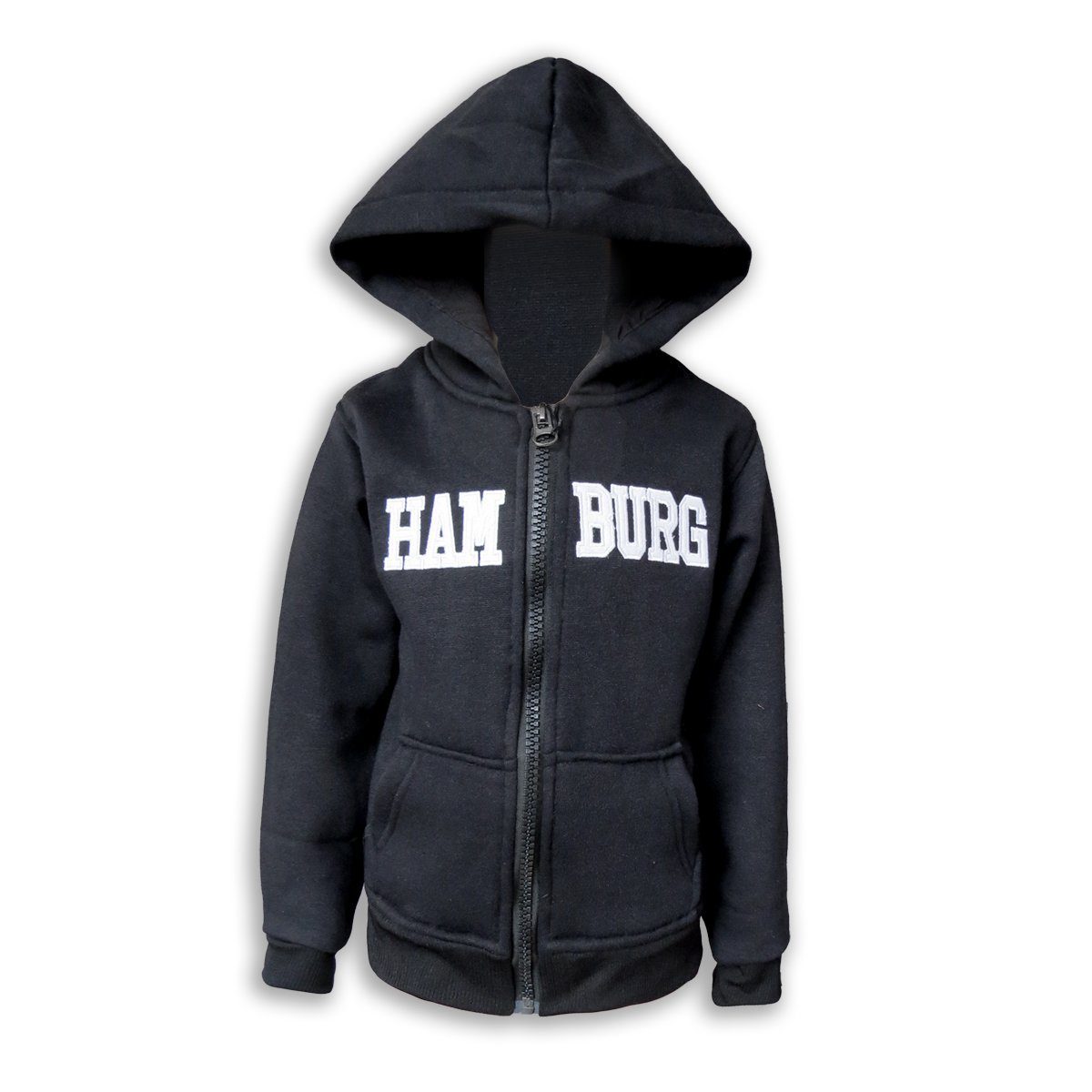 Sonia Originelli T-Shirt Sweatjacke "Hamburg" Kinder unifarben Jacke Hoodie bestickt schwarz