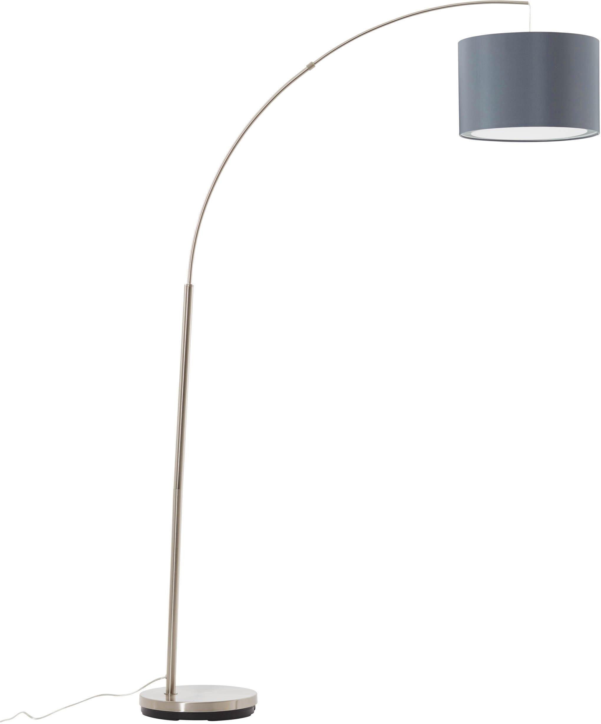 Brilliant Bogenlampe Clarie, ohne Leuchtmittel, 1,8m Höhe, E27 max. 60W, Stoffschirm, Metall/Textil