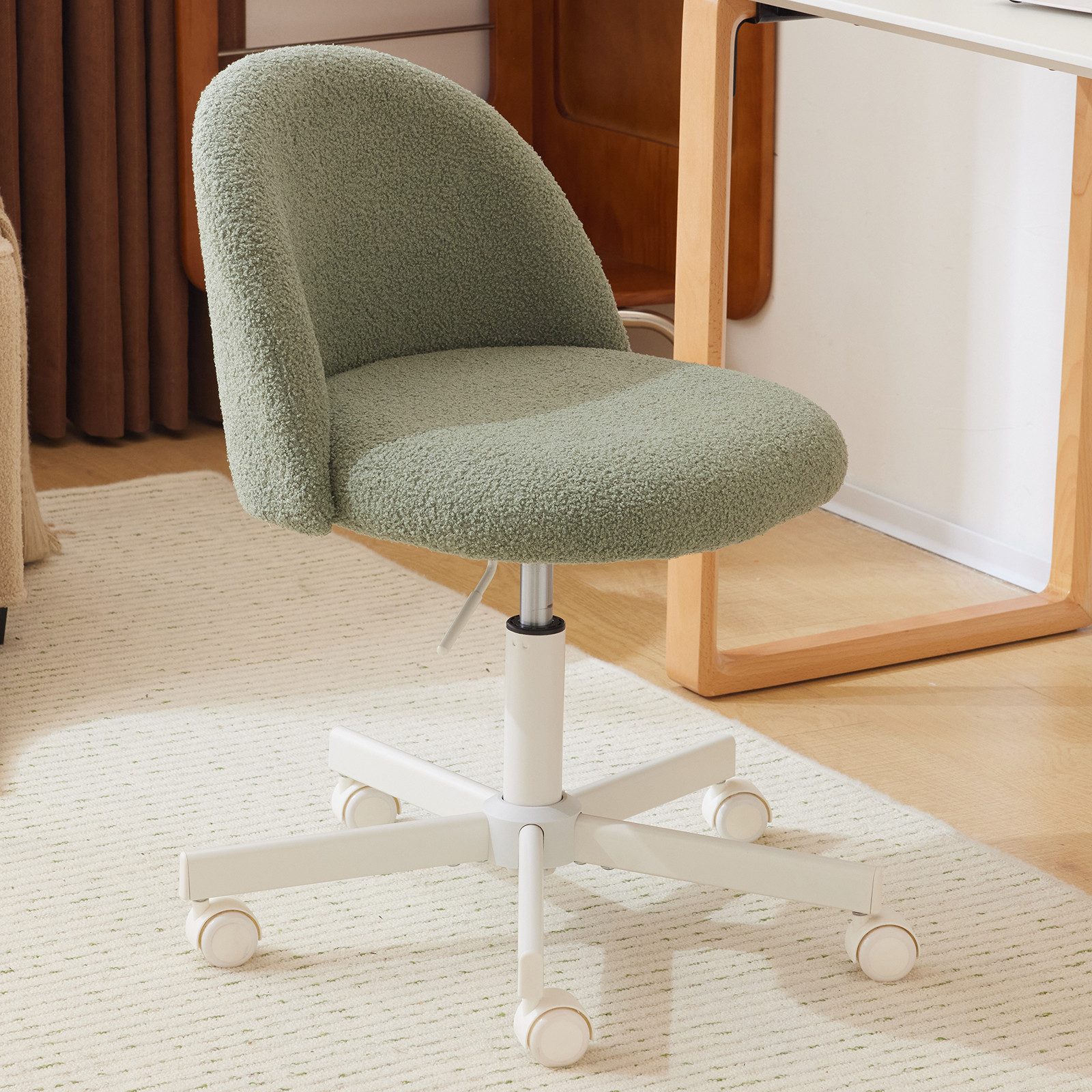 VINGLI Bürostuhl mit Rollen, Schminktisch Stuhl, Höhenverstellbar, Teddysto günstig online kaufen