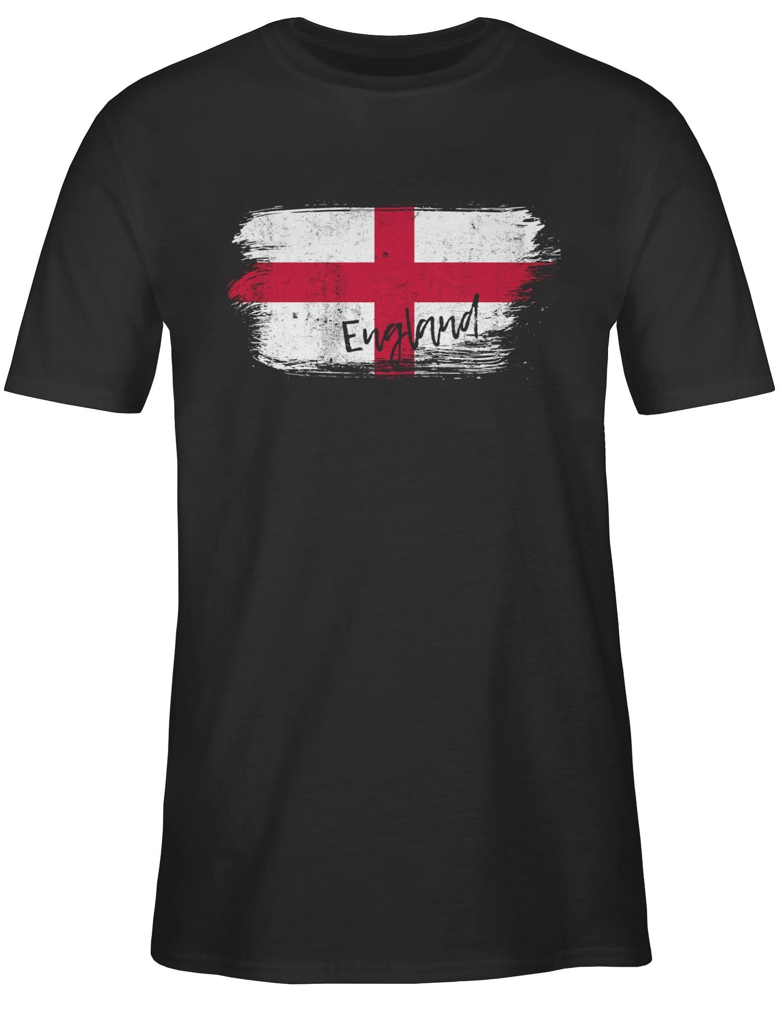 Shirtracer T-Shirt England Vintage EM 1 Fussball Schwarz 2024