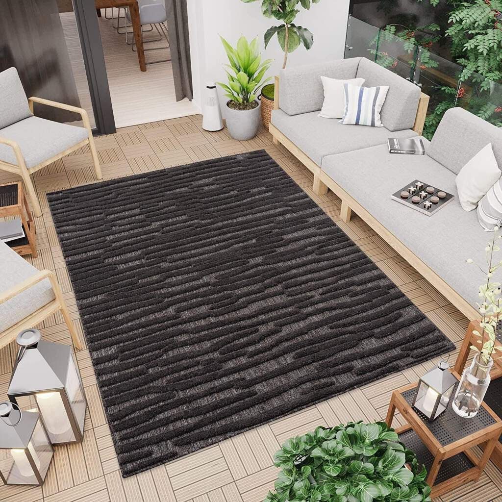 Teppich In-& Outdoorteppich Santorini 58394, 3D-Effekt, Streifen, Carpet  City, rechteckig, Höhe: 5 mm, Wetterfest & UV-beständig für Terrasse,  Balkon, Küche, Flur
