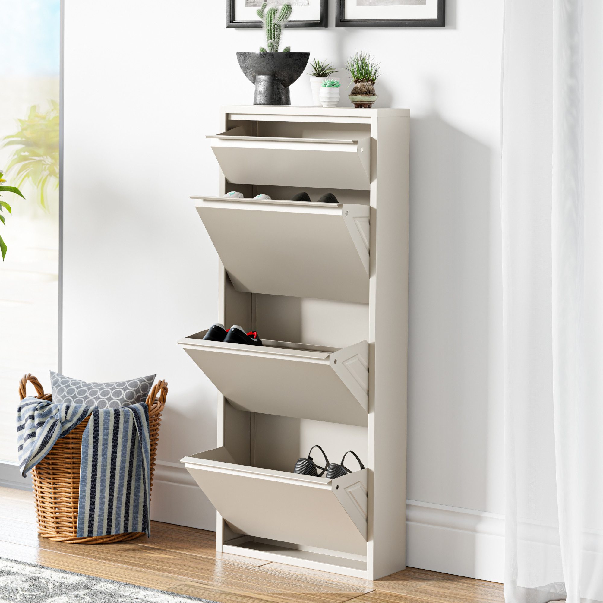 en.casa Schuhschrank »Sokndal« mit 3+1 Klappen günstig online kaufen