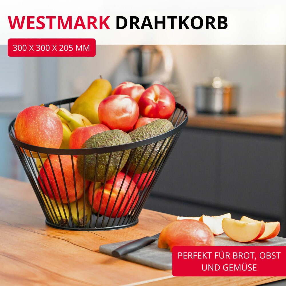 WESTMARK Obstschale mit elegantem Design – Schwarzer Metallkorb für Obst, Gemüse, 30 cm, Stahl, langlebig, lebensmittelecht, robust