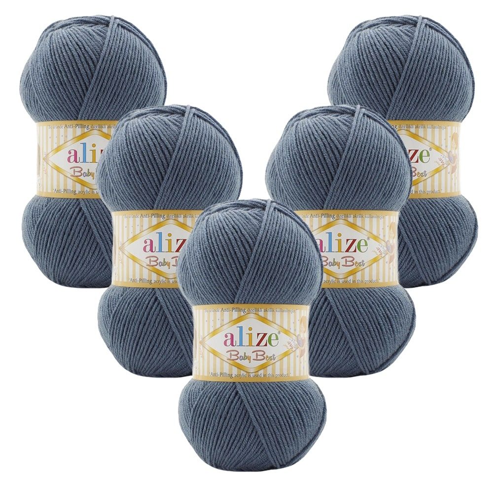 Alize 5 x ALIZE Baby Best 418 light indigo Häkelwolle, 240 m, Babywolle,Viskose,Anti-Pilling,Babygarn