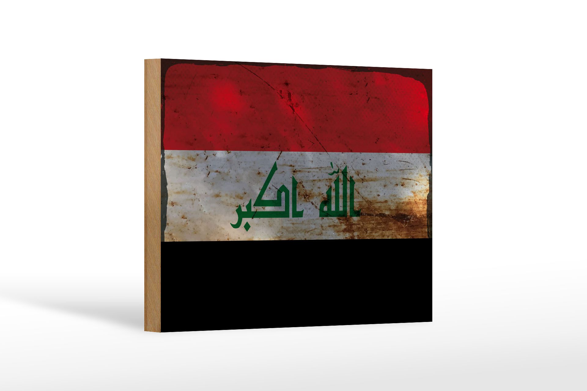 Femer GmbH Holzbild Flagge Irak 18x12 cm Flag of Iraq Rost, Flaggen (1 St), Glatte Holzfaserplatte (MDF), vorn beschichtet
