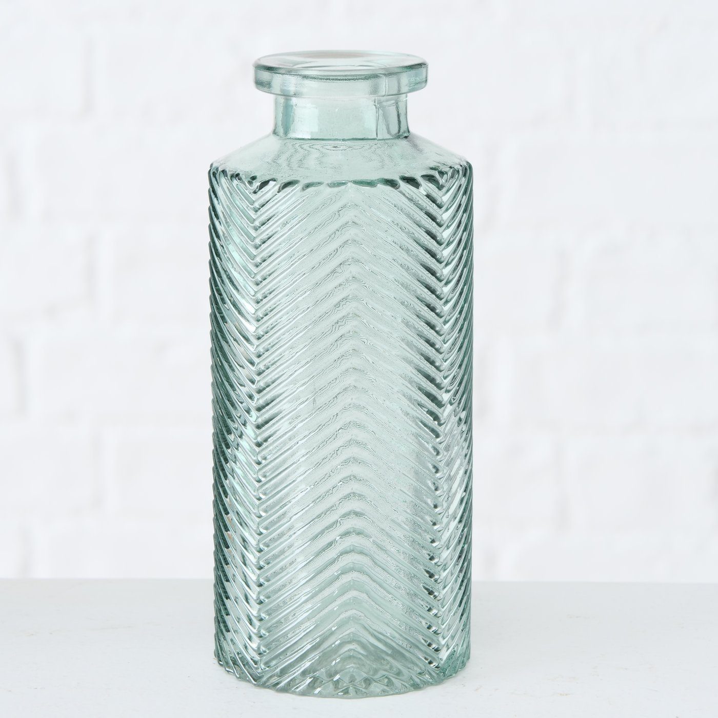 ReWu Blumenvase in Salbeigrün aus 4er Flaschenform - Dekovase im Glas Set