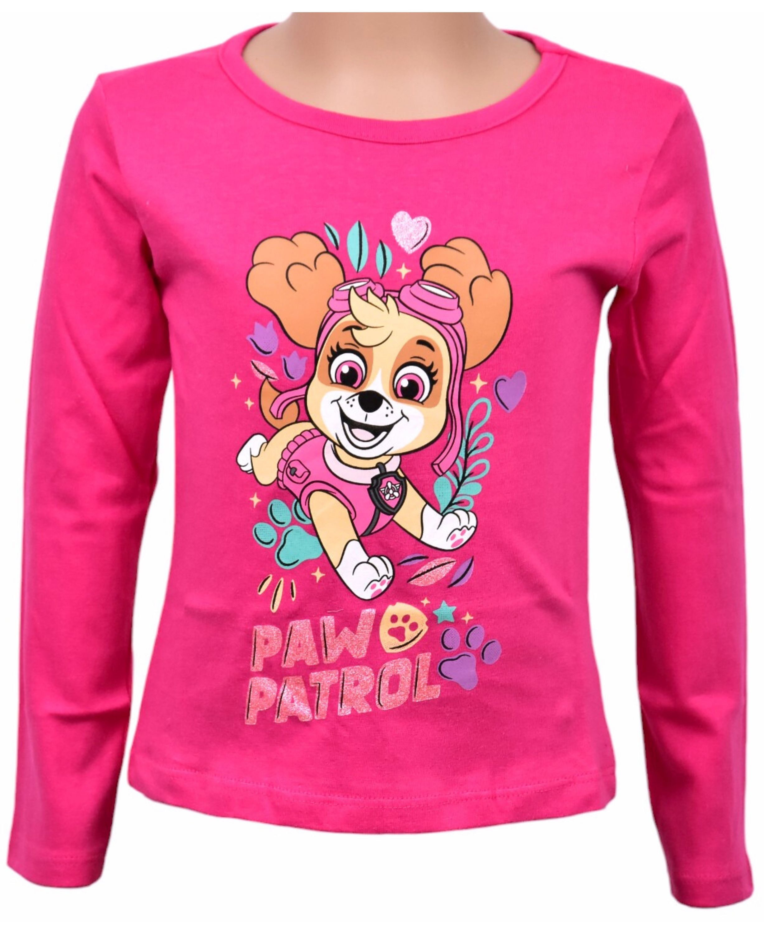 PAW PATROL Langarmshirt Skye Mädchen Shirt aus Baumwolle mit Glitzer Gr. 92- 116 cm