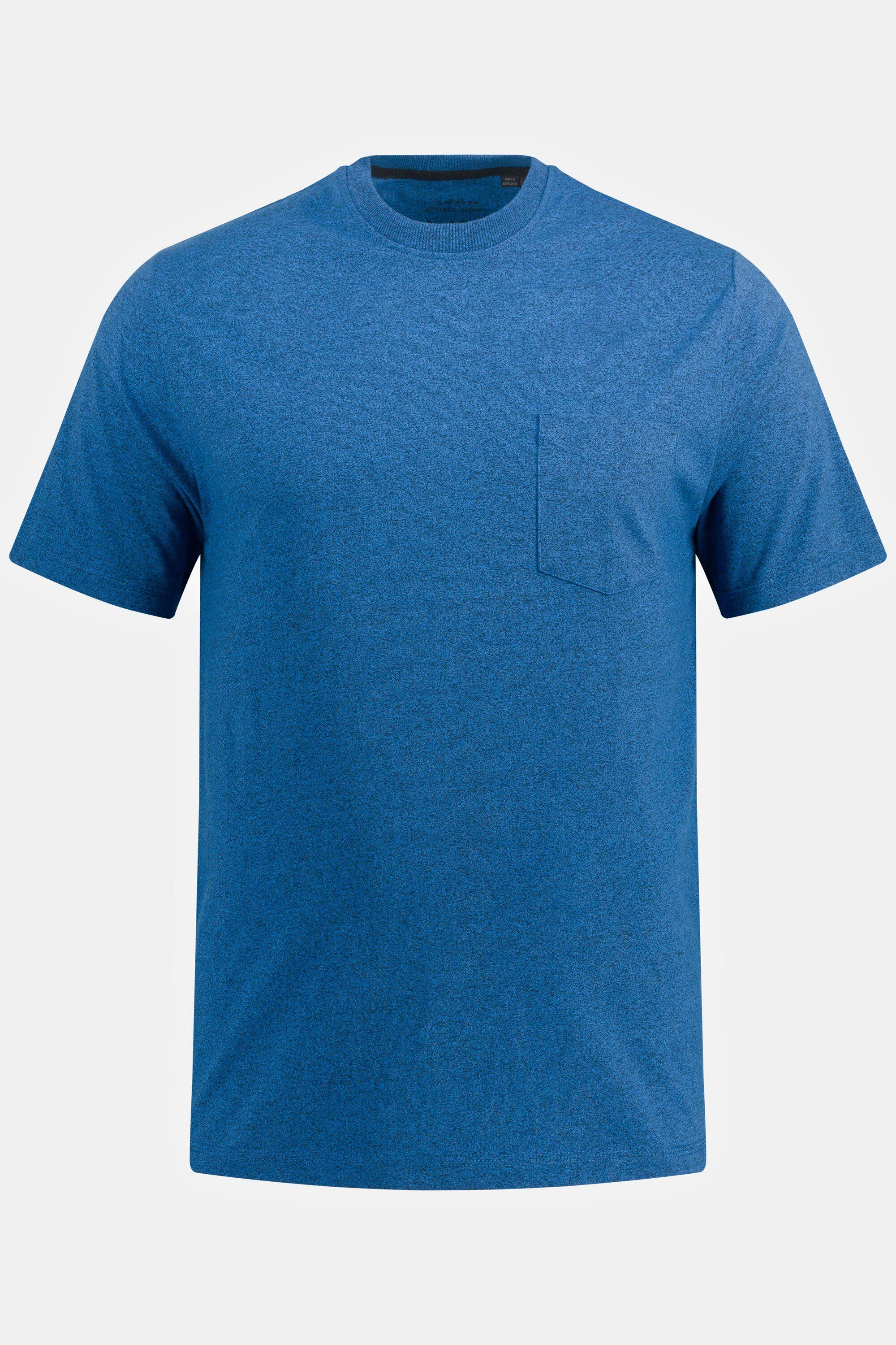 Halbarm Brusttasche JP1880 mittelblau T-Shirt Rundhals T-Shirt