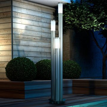 etc-shop LED Außen-Stehlampe, Leuchtmittel inklusive, Warmweiß, Gartenleuchte 170 cm Wegeleuchten Außen Edelstahl LED