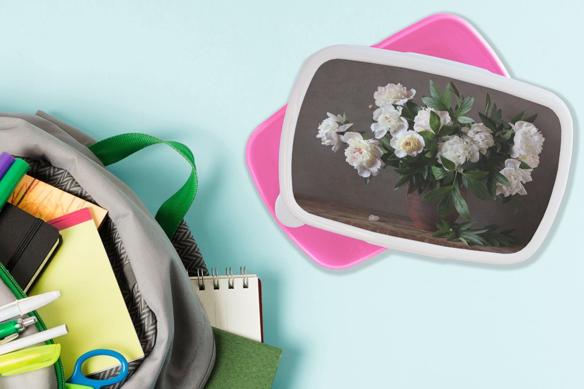 Kinder, Brotbox - Blumen für Mädchen, Lunchbox Kunststoff, MuchoWow Stilleben, Kunststoff Brotdose (2-tlg), Erwachsene, rosa Snackbox,