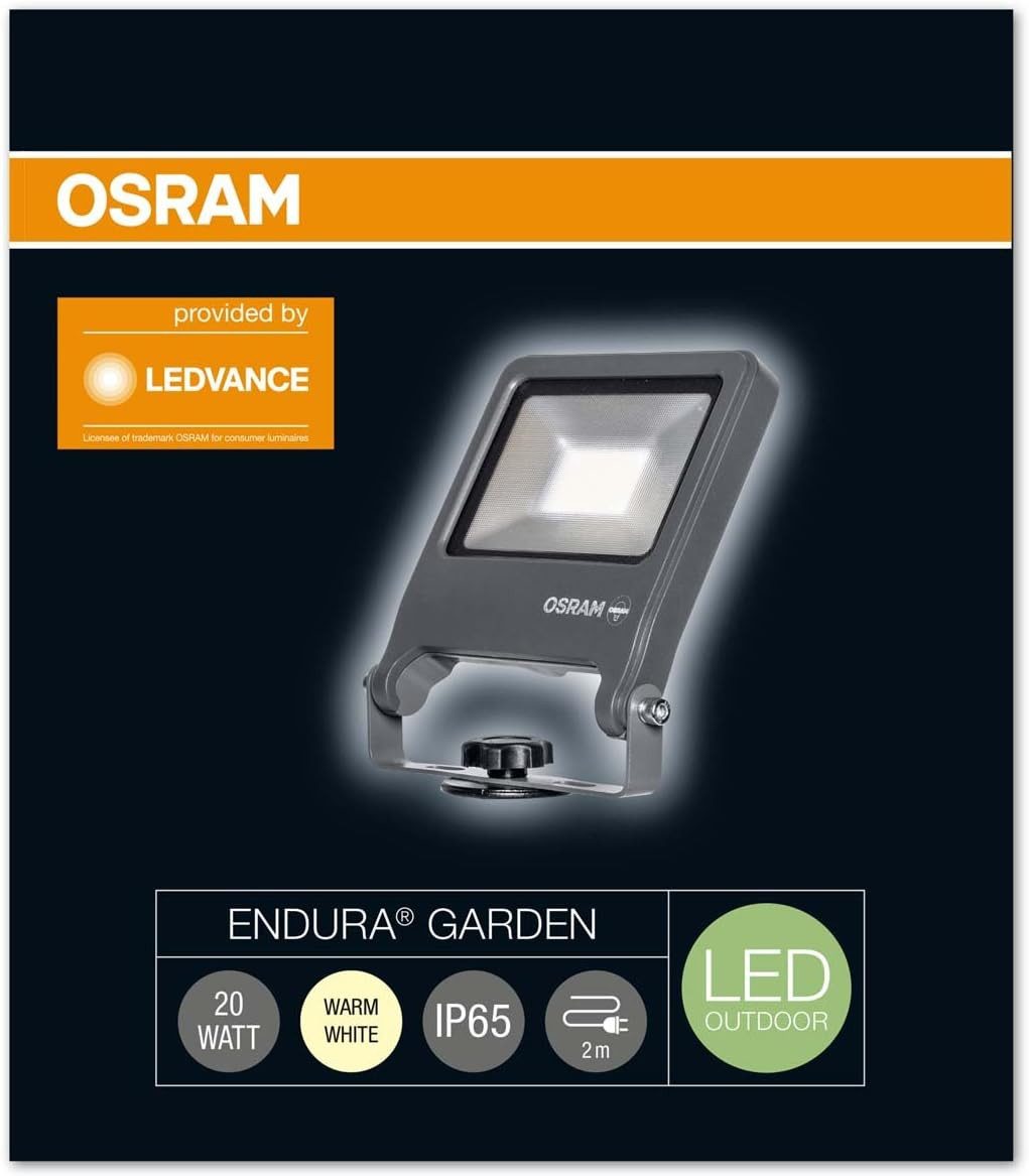 Osram LED Flutlichtstrahler OSRAM Garten-Flutlicht mit Erdspieß Kabel Stecker 1700lm 3000K