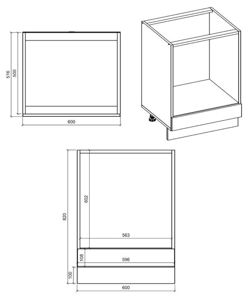 Backofen 1 und matt 1 60cm für Korpusfarbe Herdumbauschrank wählbar (Kvantum) Klappe Kvantum Front- graphit Feldmann-Wohnen & Fach