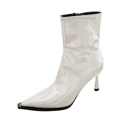 Daisred Stiefel Damen mit Absatz Vintage Boots Lackleder High-Heel-Stiefelette
