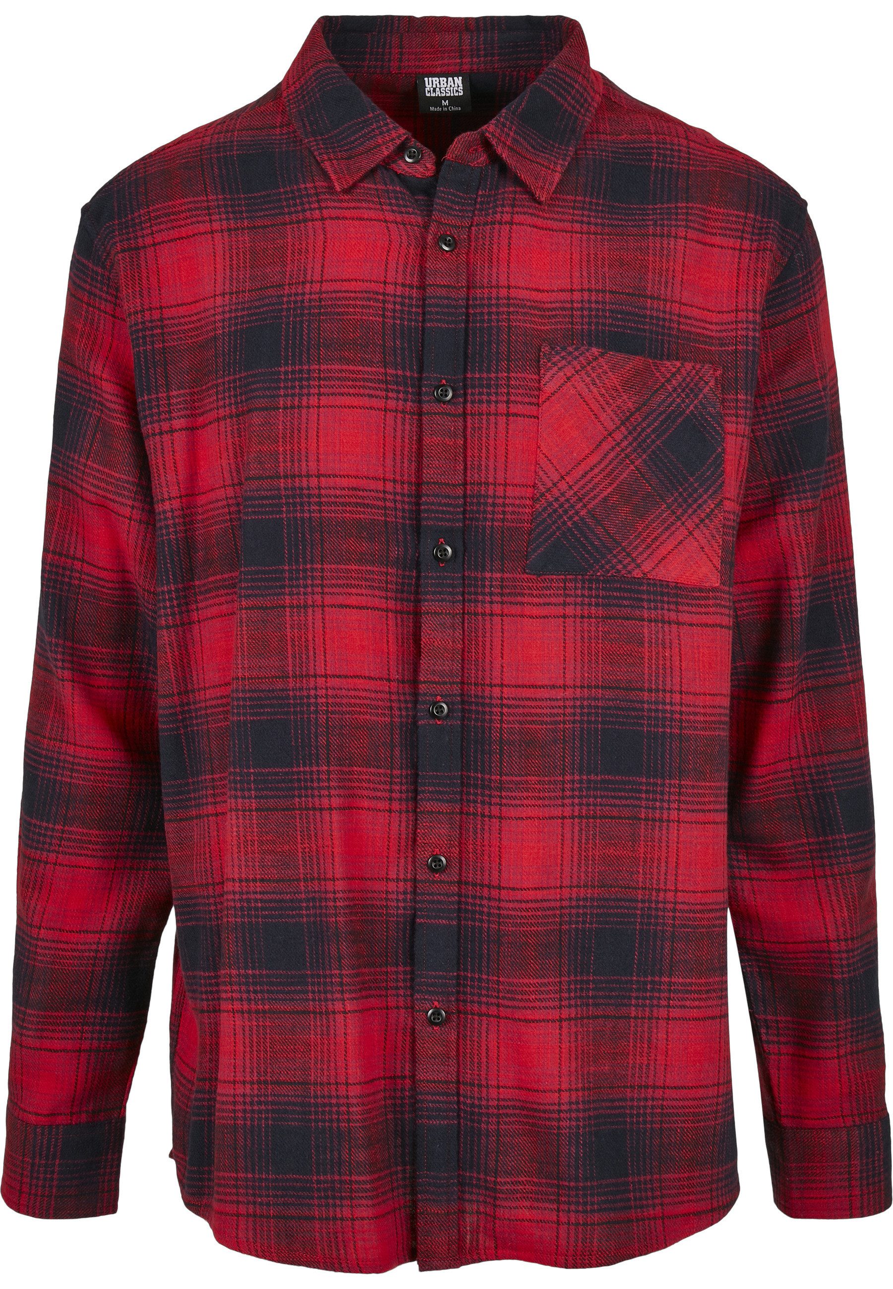 URBAN CLASSICS Langarm-Poloshirt Urban Classics Herren Oversized Checked Grunge Shirt (1-tlg)