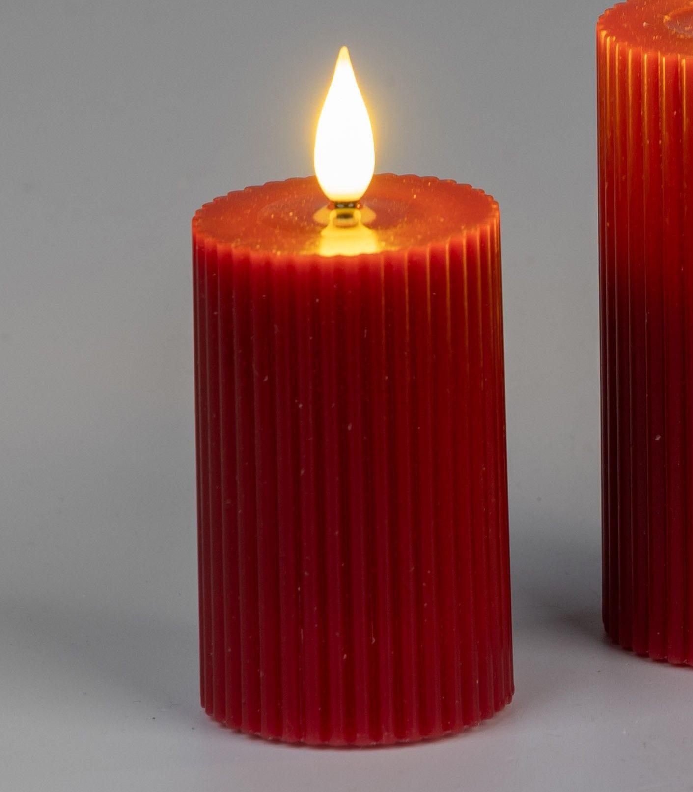 formano LED-Kerze Streifen, Farbe: Rot, Motiv: Rillen günstig online kaufen