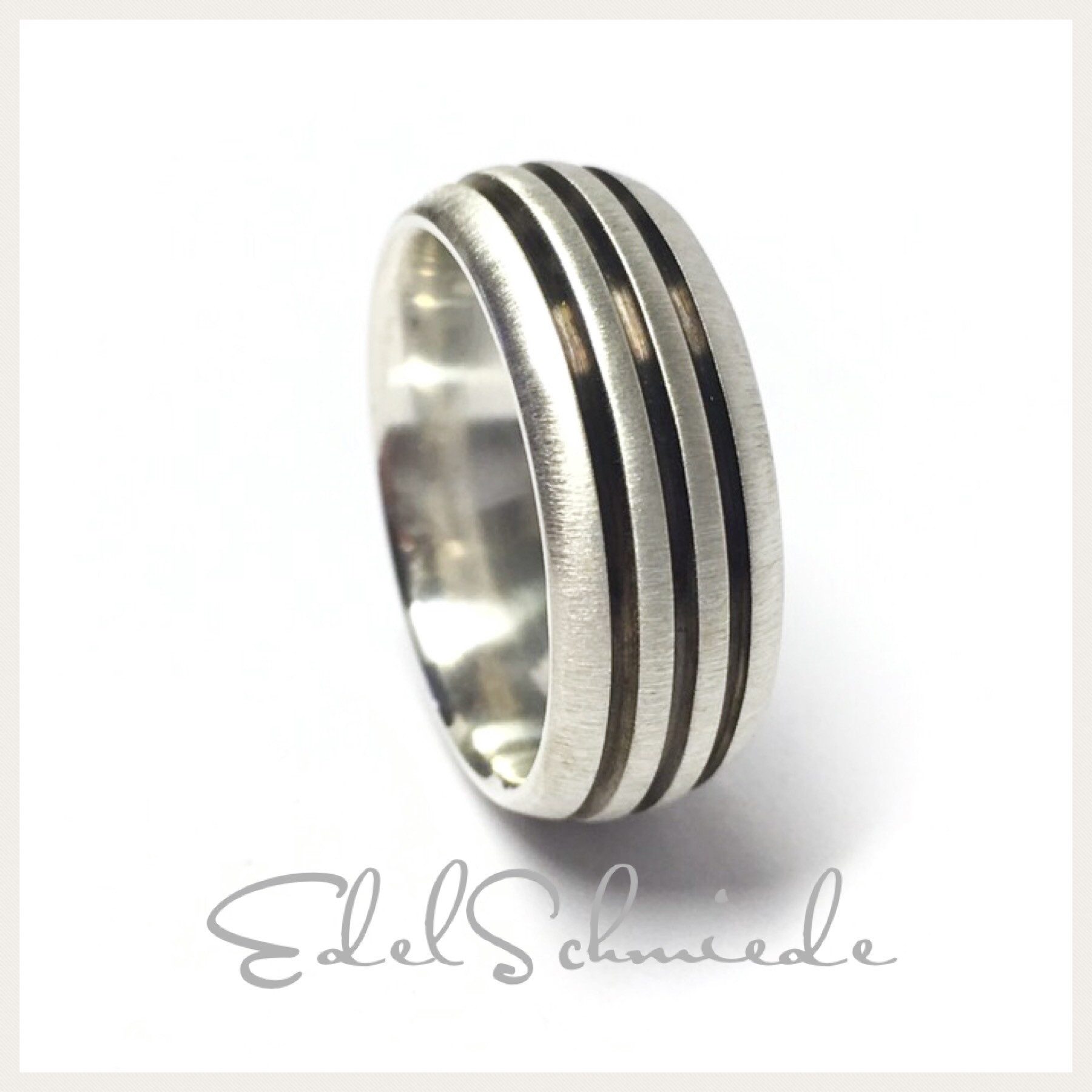 Silberring massiver Bandring 925 Silber teilw geschwärzt matt Größe 58