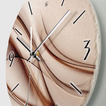 Kreative Feder Wanduhr Wanduhr „Brown Line“ aus Stein (Keramik) in Schiefer-Optik (ohne Ticken; Funk- oder Quarzuhrwerk; ⌀ 30cm; außergewöhnlich)