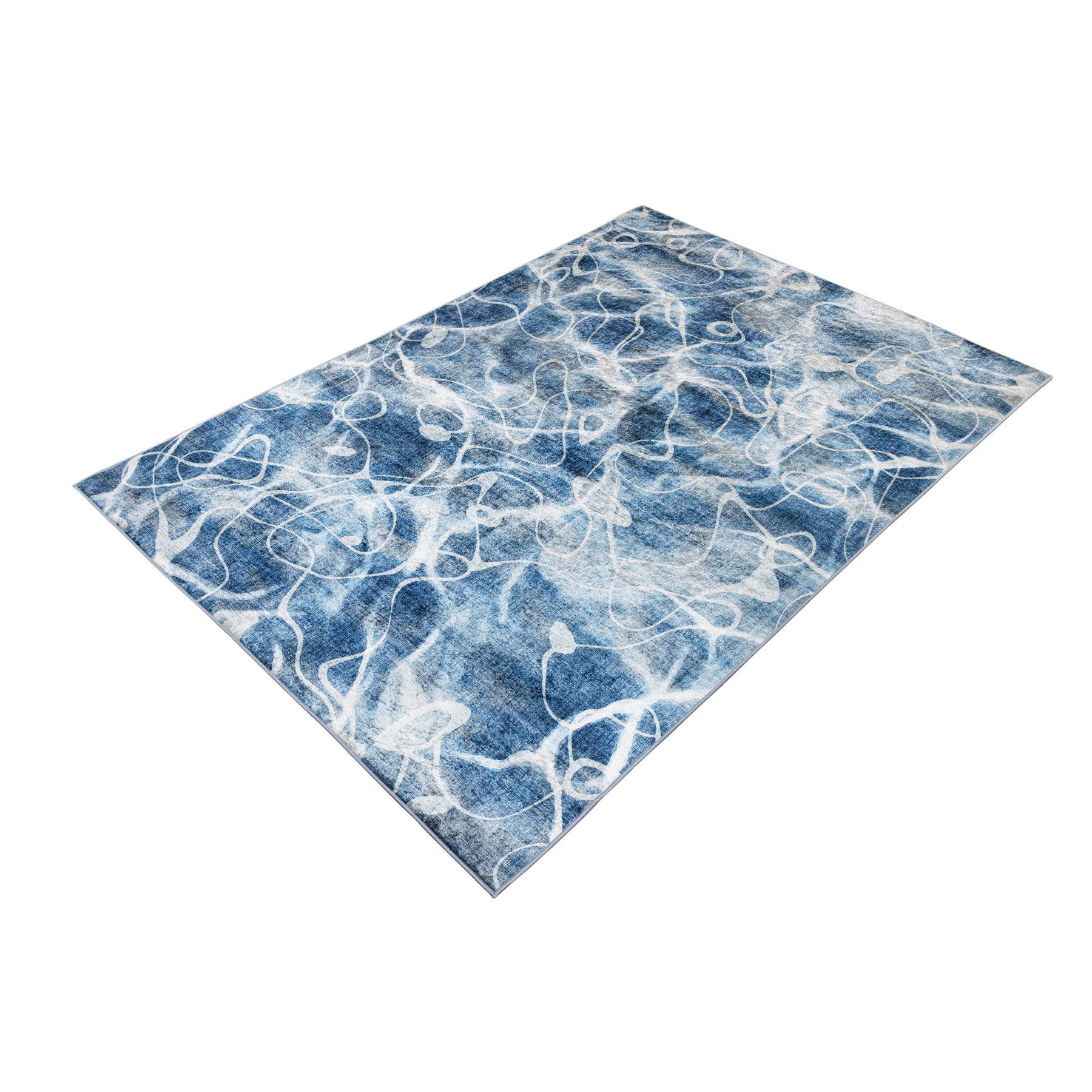 riess-ambiente Designteppich OCEAN 230x160cm blau weiß · Kurzflor-Teppich i günstig online kaufen