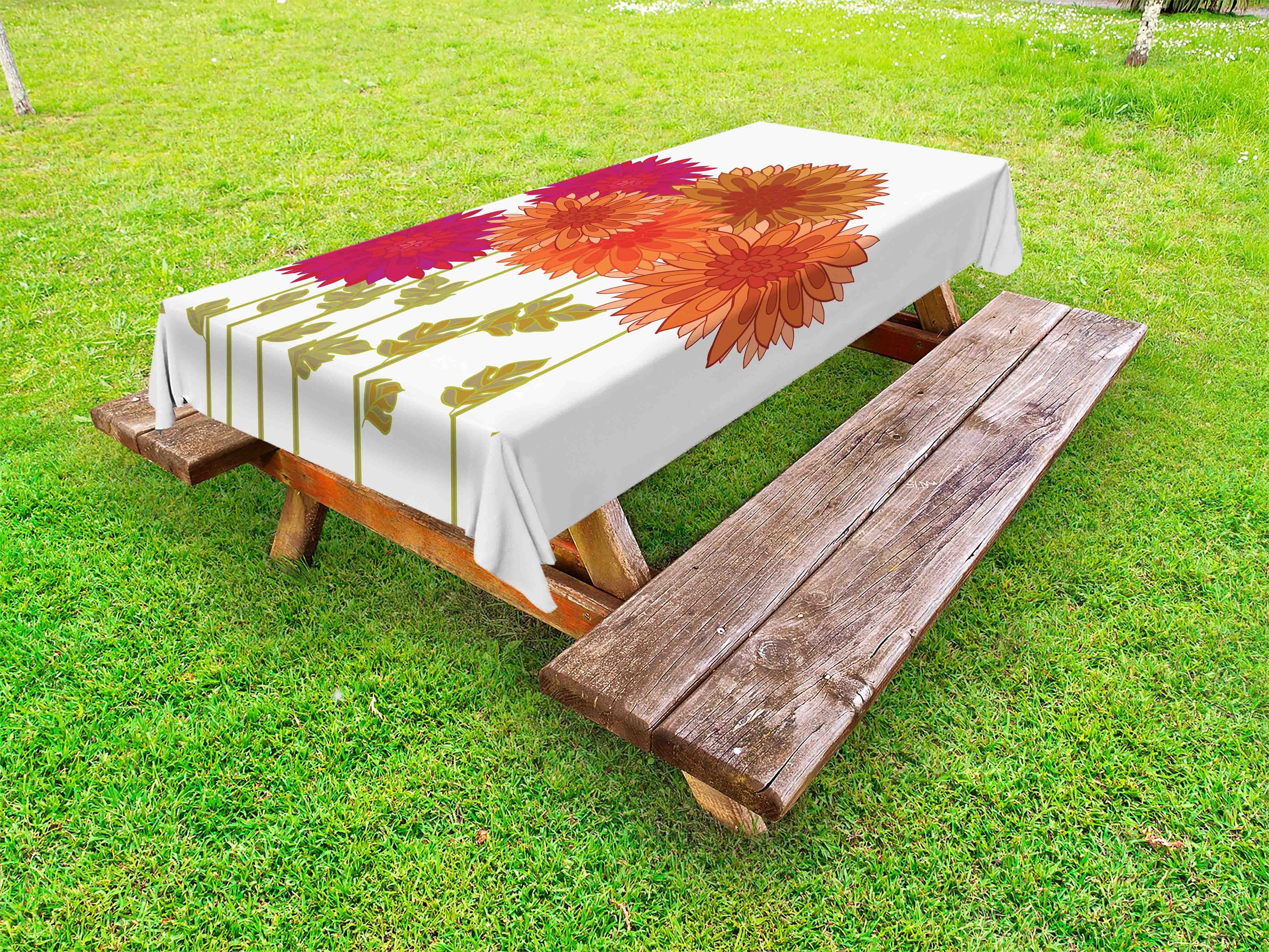 Yard Petals Abakuhaus Tischdecke Picknick-Tischdecke, waschbare dekorative Herbst Dahlie Laub