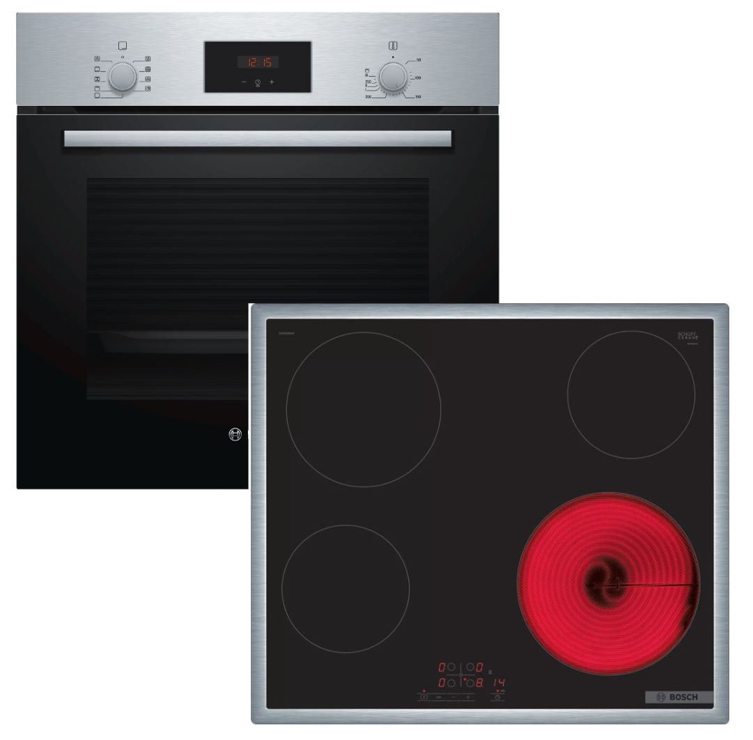 BOSCH Elektro-Herd-Set Backofen + Glaskeramik-Kochfeld autark 60 cm